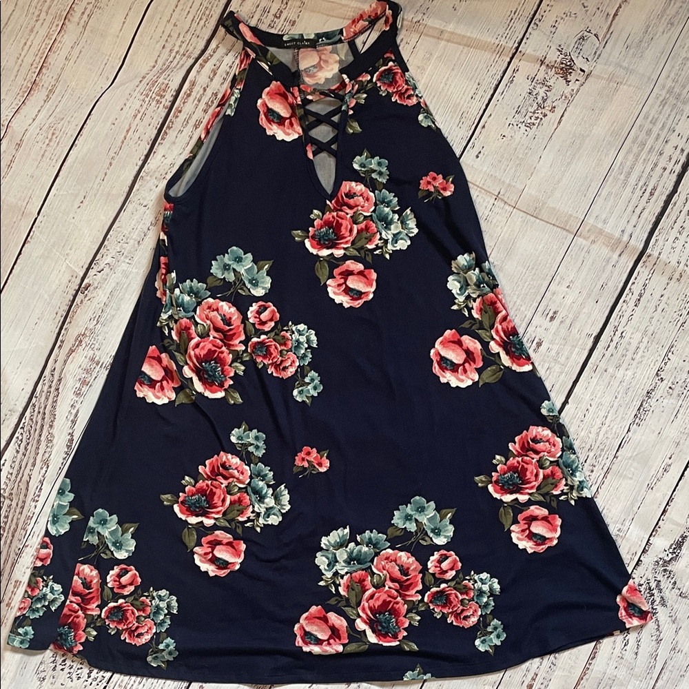 Sweet Claire Navy Floral Dress